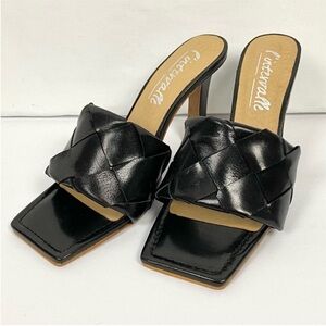 L'INTERVALLE Black Woven Heeled Sandals